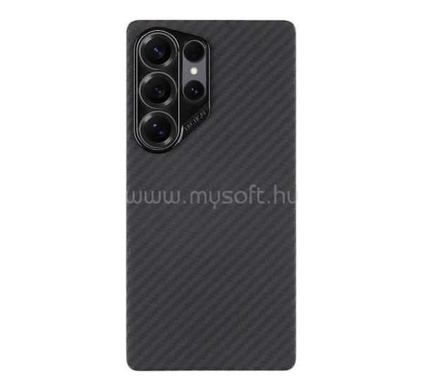 TACTICAL Samsung S25 Ultra TACTICAL MAGFORCE ARAMID szilikon telefonvédő ultravékony, karbon minta, FEKETE