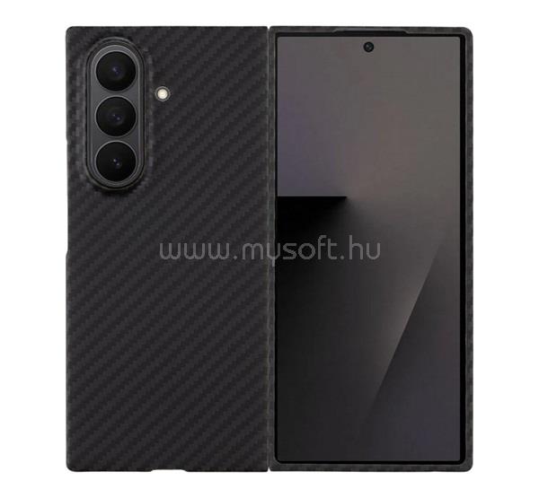 TACTICAL Samsung Z Fold7 TACTICAL MAGFORCE ARAMID szilikon telefonvédő ultravékony, karbon minta, FEKETE