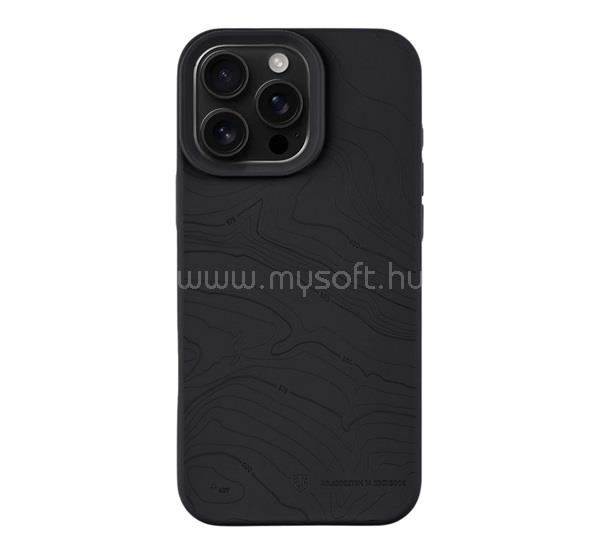 TACTICAL iPhone 16 Pro Max TACTICAL MAGFORCE BEAVER szilikon telefonvédő mikrofiber plüss belső, topográfiai minta, FEKETE