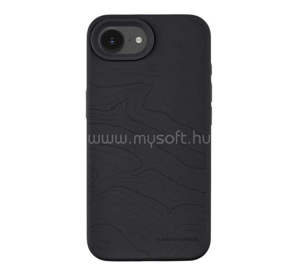 TACTICAL iPhone 17e / 16e TACTICAL MAGFORCE BEAVER szilikon telefonvédő mikrofiber plüss belső, topográfiai minta, FEKETE