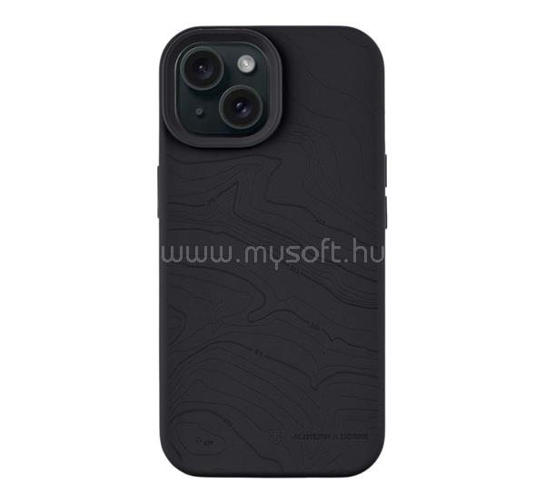TACTICAL iPhone 15 TACTICAL MAGFORCE BEAVER szilikon telefonvédő mikrofiber plüss belső, topográfiai minta, FEKETE