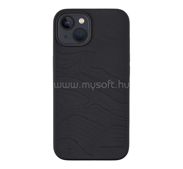 TACTICAL iPhone 13 TACTICAL MAGFORCE BEAVER szilikon telefonvédő mikrofiber plüss belső, topográfiai minta, FEKETE