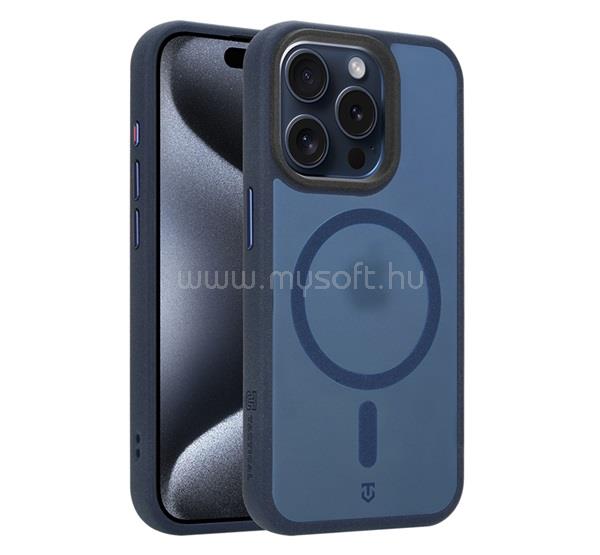 TACTICAL iPhone 15 Pro TACTICAL MAGFORCE HYPERSAND szilikon telefonvédő ütésállóság, MagSafe, SÖTÉTKÉK