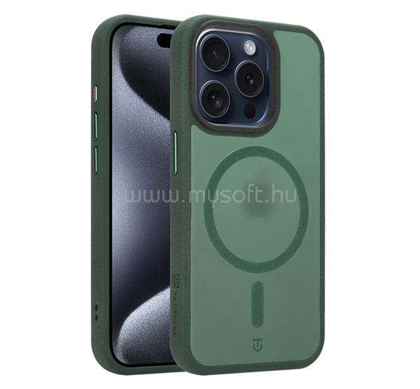 TACTICAL iPhone 15 Pro TACTICAL MAGFORCE HYPERSAND szilikon telefonvédő ütésállóság, MagSafe, SÖTÉTZÖLD