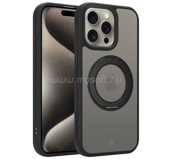 TACTICAL iPhone 15 Pro Max TACTICAL MAGFORCE HYPERSTAND szilikon telefonvédő ütésállóság, kitámasztó, FEKETE