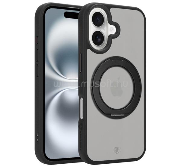 TACTICAL iPhone 16 TACTICAL MAGFORCE HYPERSTAND szilikon telefonvédő ütésállóság, kitámasztó, FEKETE