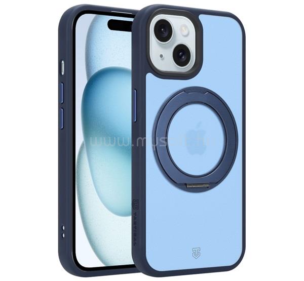 TACTICAL iPhone 15 TACTICAL MAGFORCE HYPERSTAND szilikon telefonvédő ütésállóság, kitámasztó, SÖTÉTKÉK