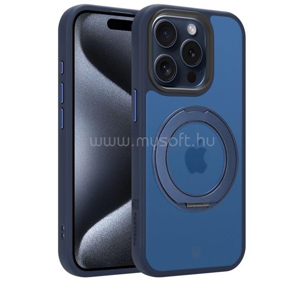 TACTICAL iPhone 15 Pro TACTICAL MAGFORCE HYPERSTAND szilikon telefonvédő ütésállóság, kitámasztó, SÖTÉTKÉK