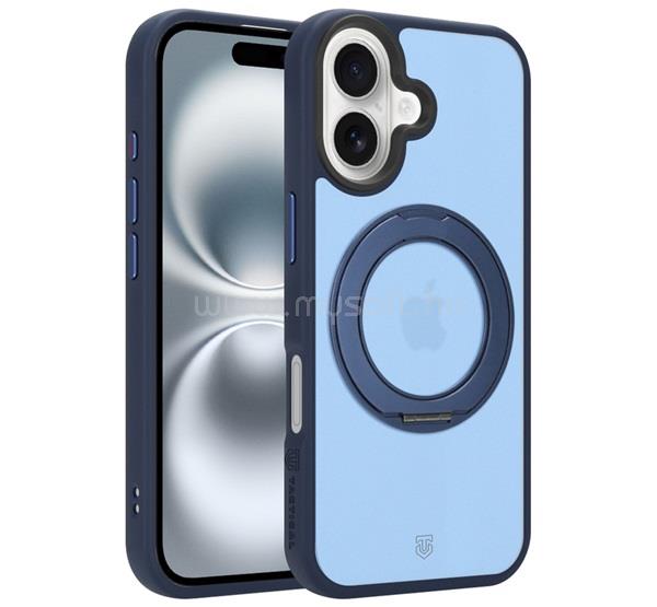 TACTICAL iPhone 16 TACTICAL MAGFORCE HYPERSTAND szilikon telefonvédő ütésállóság, kitámasztó, SÖTÉTKÉK