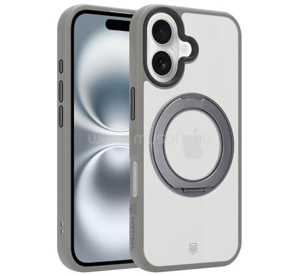 TACTICAL iPhone 16 TACTICAL MAGFORCE HYPERSTAND szilikon telefonvédő ütésállóság, kitámasztó, VILÁGOSSZÜRKE