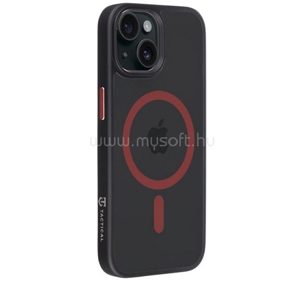 TACTICAL iPhone 15 TACTICAL MAGFORCE HYPERSTEALTH 2.0 szilikon telefonvédő ütésállóság, MagSafe, FEKETE/PIROS