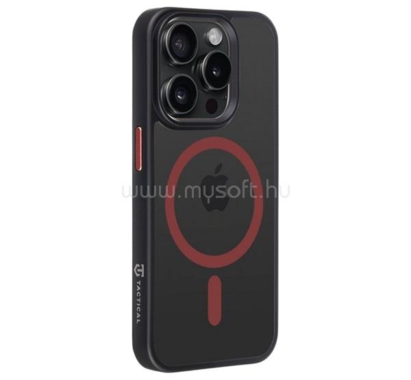 TACTICAL iPhone 15 Pro TACTICAL MAGFORCE HYPERSTEALTH 2.0 szilikon telefonvédő ütésállóság, MagSafe, FEKETE/PIROS