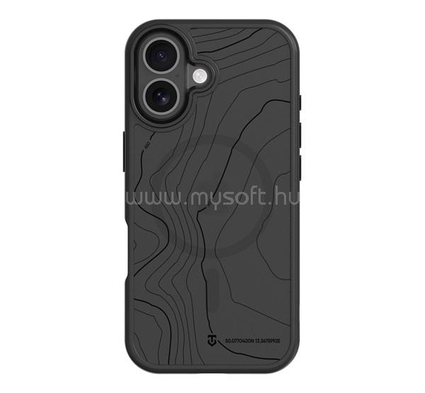 TACTICAL iPhone 16 TACTICAL MAGFORCE HYPERSTEALTH SIKA szilikon telefonvédő ütésállóság, topográfiai minta, FEKETE