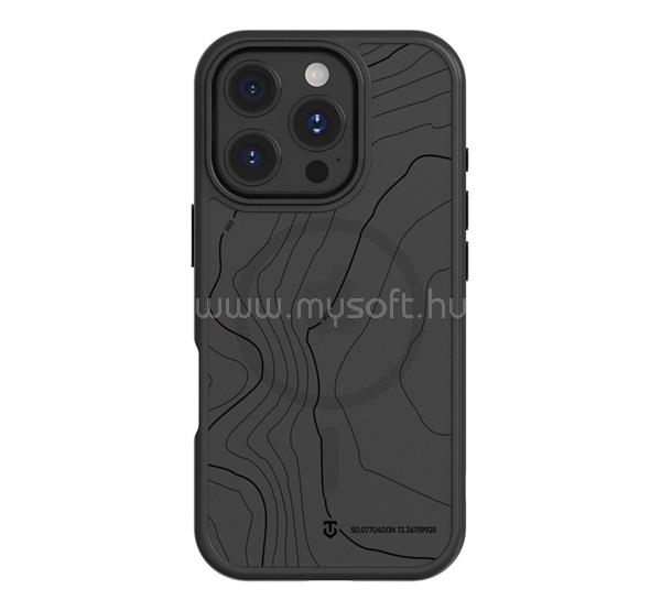 TACTICAL iPhone 16 Pro TACTICAL MAGFORCE HYPERSTEALTH SIKA szilikon telefonvédő ütésállóság, topográfiai minta, FEKETE