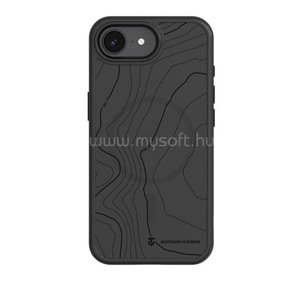 TACTICAL iPhone 17e / 16e TACTICAL MAGFORCE HYPERSTEALTH SIKA szilikon telefonvédő ütésállóság, topográfiai minta, FEKETE