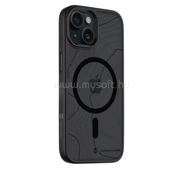 TACTICAL iPhone 15 TACTICAL MAGFORCE HYPERSTEALTH SIKA szilikon telefonvédő ütésállóság, topográfiai minta, FEKETE