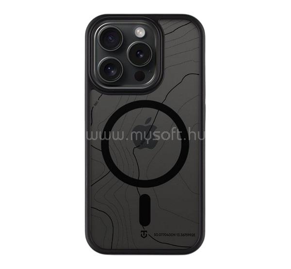 TACTICAL iPhone 15 Pro TACTICAL MAGFORCE HYPERSTEALTH SIKA szilikon telefonvédő ütésállóság, topográfiai minta, FEKETE