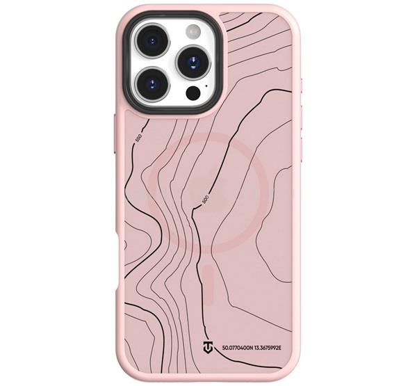 TACTICAL iPhone 16 Pro Max TACTICAL MAGFORCE HYPERSTEALTH SIKA szilikon telefonvédő ütésállóság, topográfiai minta, RÓZSASZÍN