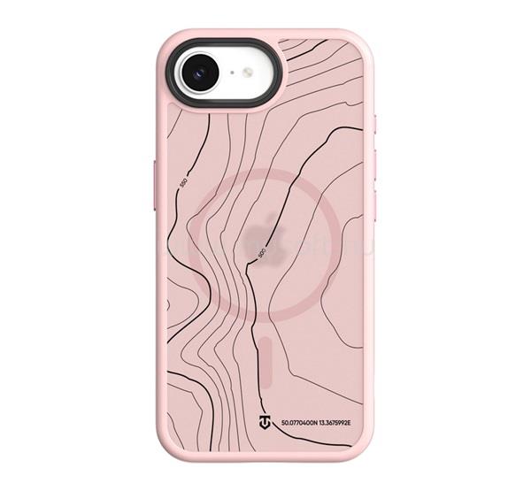 TACTICAL iPhone 17e / 16e TACTICAL MAGFORCE HYPERSTEALTH SIKA szilikon telefonvédő ütésállóság, topográfiai minta, RÓZSASZÍN
