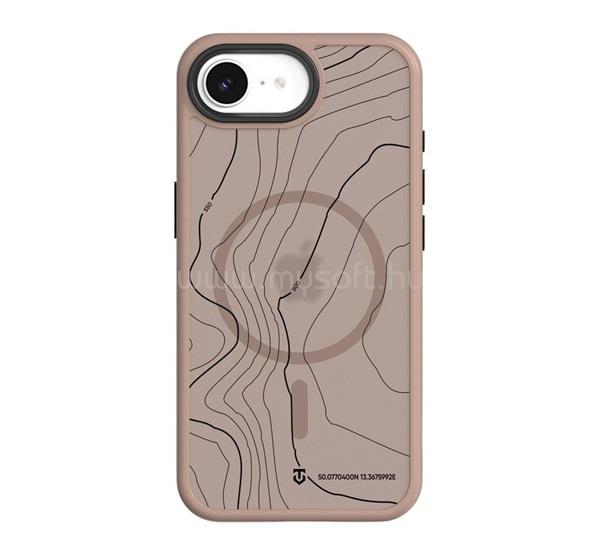TACTICAL iPhone 17e / 16e TACTICAL MAGFORCE HYPERSTEALTH SIKA szilikon telefonvédő ütésállóság, topográfiai minta, SÖTÉTBARNA