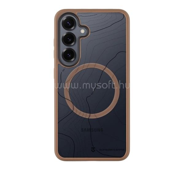 TACTICAL Samsung S25 TACTICAL MAGFORCE HYPERSTEALTH SIKA szilikon telefonvédő ütésállóság, topográfiai minta, SÖTÉTBARNA