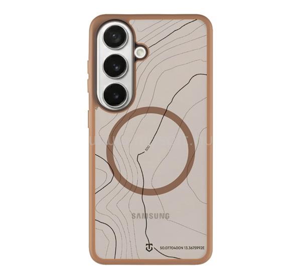 TACTICAL Samsung S26 TACTICAL MAGFORCE HYPERSTEALTH SIKA szilikon telefonvédő ütésállóság, topográfiai minta, SÖTÉTBARNA