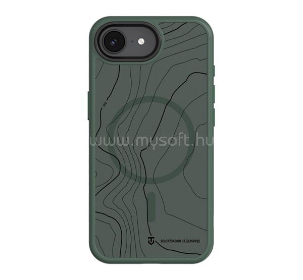 TACTICAL iPhone 17e / 16e TACTICAL MAGFORCE HYPERSTEALTH SIKA szilikon telefonvédő ütésállóság, topográfiai minta, SÖTÉTZÖLD