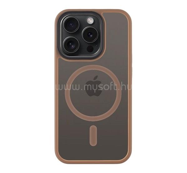 TACTICAL iPhone 15 Pro TACTICAL MAGFORCE HYPERSTEALTH szilikon telefonvédő ütésállóság, MagSafe, VILÁGOSBARNA