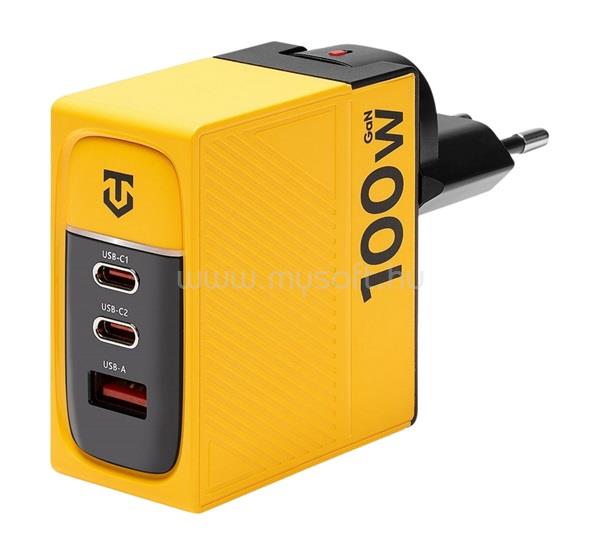 TACTICAL TACTICAL NETT WARRIOR hálózati töltő USB+2 Type-C aljzat 100W, PD gyorstöltő 3.0, CITROMSÁRGA
