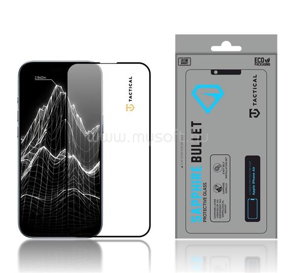 TACTICAL iPhone Air TACTICAL SAPPHIRE BULLET képernyővédő üveg 2.5D, zafír réteg, FEKETE