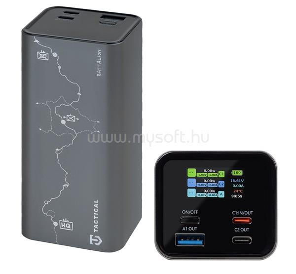 TACTICAL TACTICAL SQUAD BATTALION vésztöltő USB+2 Type-C aljzat 20000mAh, LED kijelző, SÖTÉTSZÜRKE