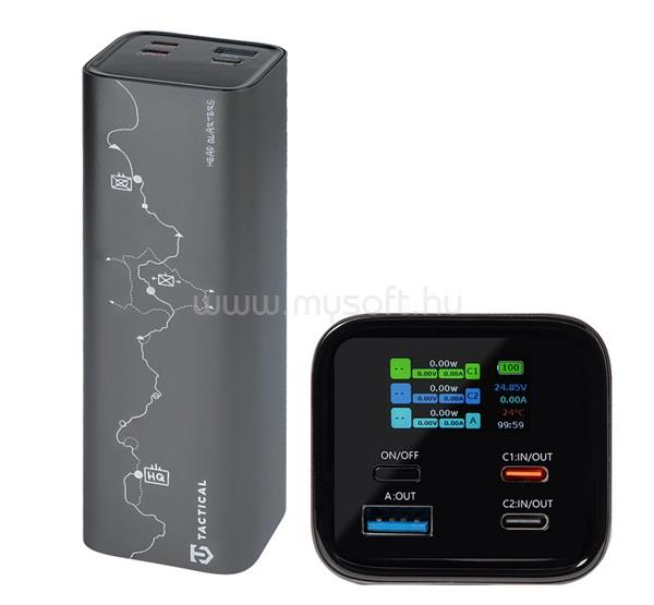 TACTICAL TACTICAL SQUAD HEAD QUARTERS vésztöltő USB+2 Type-C aljzat 27000mAh, LED kijelző, SÖTÉTSZÜRKE