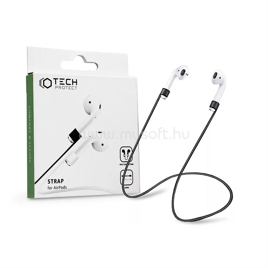 TECH-PROTECT SZILIKON NYAKPÁNT APPLE AIRPODS FÜLHALLGATÓHOZ - STRAP FOR AIRPODS - FEKETE