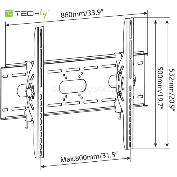 TECHLY ICA-PLB 890 dönthető fali konzol 42-80" LCD kijelzőhöz (fekete)
