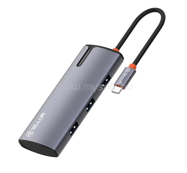 TELLUR TELLUR Type-C HUB 5in1 elosztó, 17cm, SZÜRKE