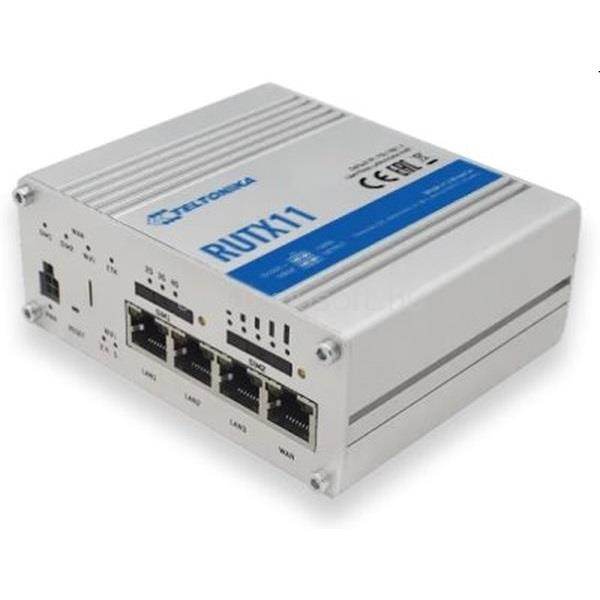 TELTONIKA RUTX11 3xGbE LAN 2xminiSIM 4G/LTE CAT6 Bluetooth Dual Band vezeték nélküli Gigabit ipari router