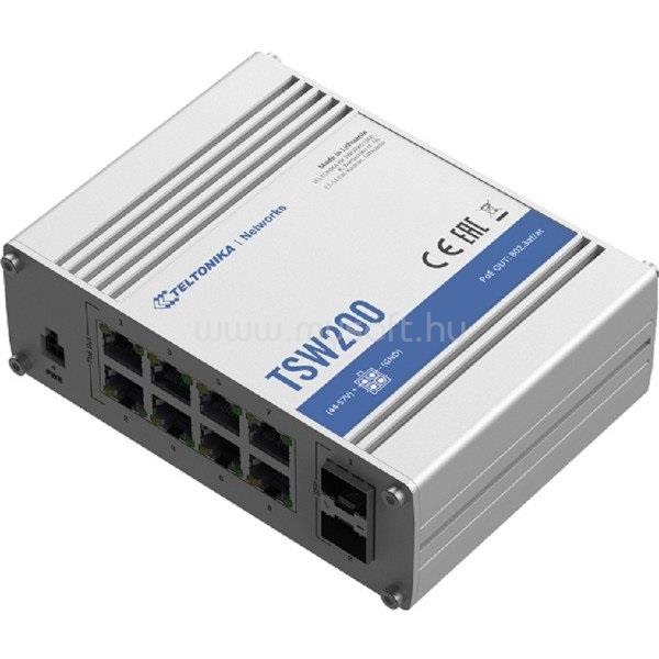 TELTONIKA TSW200000010 8x GbE PoE LAN 2x SFP port nem menedzselhető PoE+ switch