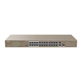 TENDA Switch PoE - TEF1126P-24-250W V2.0 (24x100Mbps; 2x1Gpbs; 1xSFP Combo; 24 af/at PoE+ port; 250W) TENDA_TEF1126P-24-250WV2.0 small