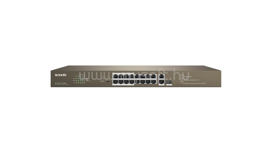 TENDA TEF1118P-16-150W V3.0 Switch PoE (16x100Mbps; 2x1Gpbs; 1xSFP Combo; 16 af/at PoE+ port; 250W)