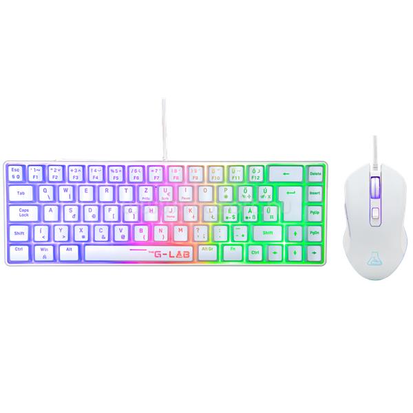 THE G-LAB COMBO HYDROGEN W/HU RGB TKL gamer vezetékes billentyűzet + egér (magyar, fehér)