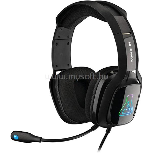 THE G-LAB KORP VANADIUM B headset (mikrofon, USB, 3,5mm Jack, hangerőszabályzó, nagy-párnás, RGB, fekete)
