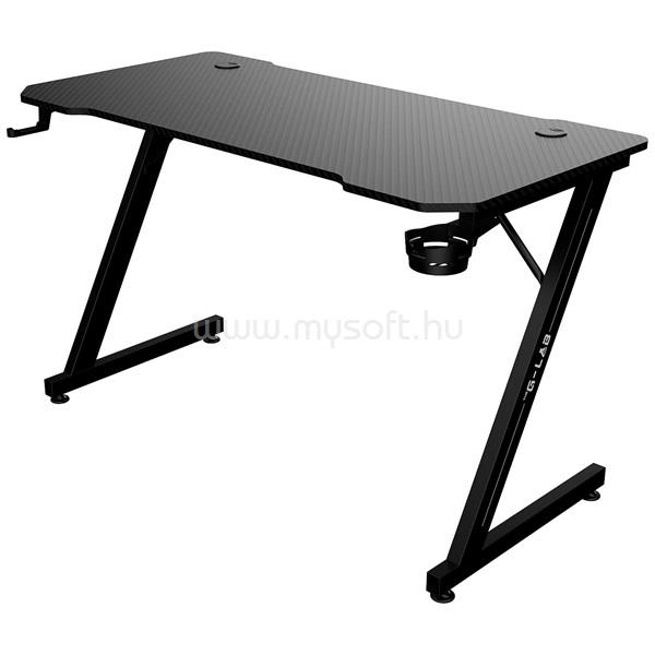 THE G-LAB K-DESK YTTRIUM gamer asztal (120x60cm, fém, pohártartó, fejhallgatótartó, fekete)