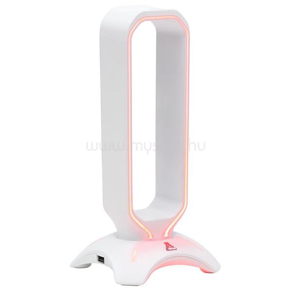 THE G-LAB K-STAND-RADON-W fejhallgató állvány (fehér, 2xUSB3.0, műanyag)