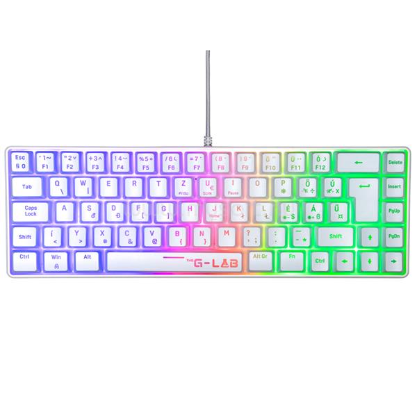 THE G-LAB KEYZ HYDROGEN W/HU RGB LED TKL gamer vezetékes billentyűzet (magyar, fehér)