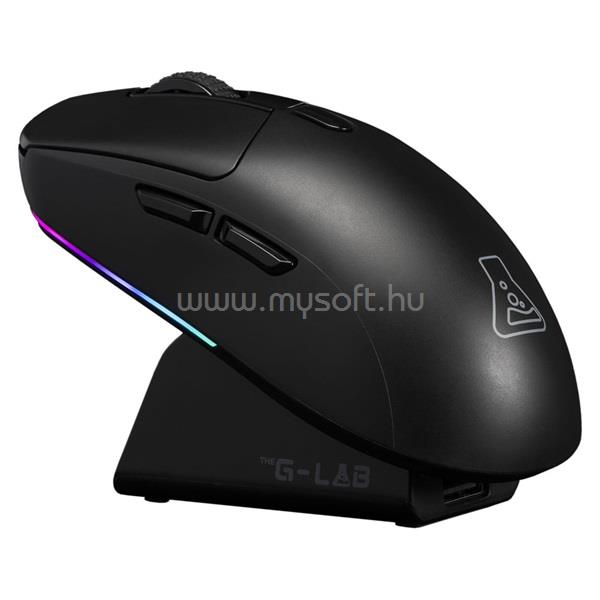 THE G-LAB KULT-TITAN-PRO-B vezeték nélküli gamer egér (12000 DPI, Pixart PAW 3311, USB/2,4Ghz/Bluetooth, RGB, dokkoló)