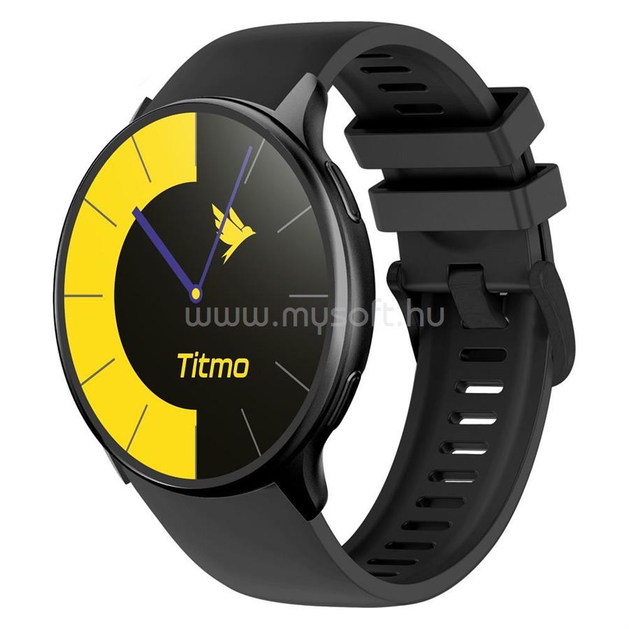 TITMO O-200 okosóra (GPS, AMOLED, Bluetooth-hívás, szilikon szíj) fekete