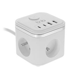 TNB Elosztó 3 aljzattal + 4 USB porttal (2 USB-A + 2 USB-C)   BE/KI gomb TNB119686 small