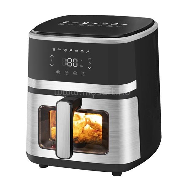 TOO AF-500-S 1400 W 5 L forrólevegős sütő digitális vezérléssel, betekintő ablakkal (ezüst)