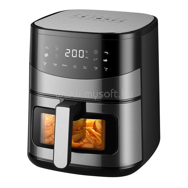 TOO AF-600-S 1500 W 6,5 L forrólevegős sütő digitális vezérléssel, betekintő ablakkal (ezüst)