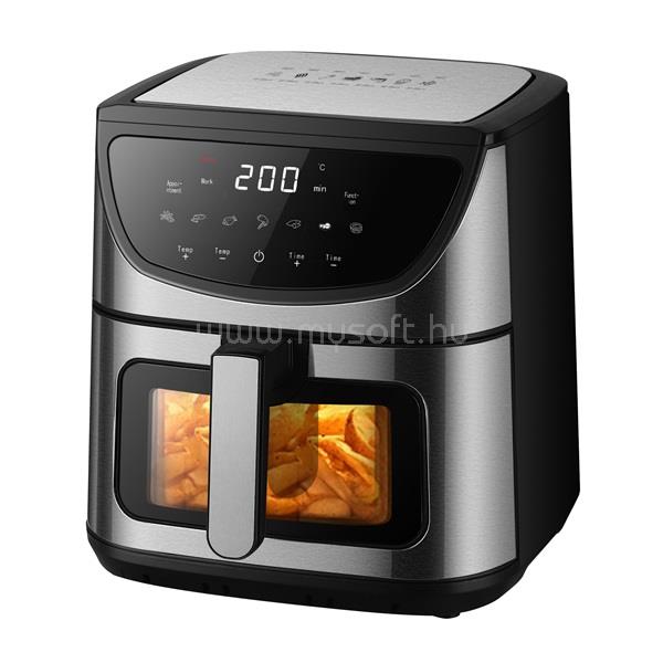 TOO AF-800-S 2000 W 8 L, dupla (alsú-felső) fűtésű forrólevegős sütő digitális vezérléssel, betekintő (ezüst)